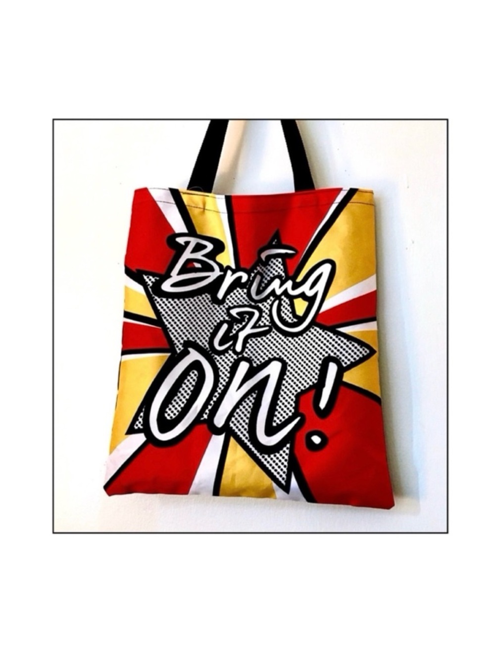 NWT "Bring it On!" Graphic Pop Art Tote Bag - Picture 1 of 9